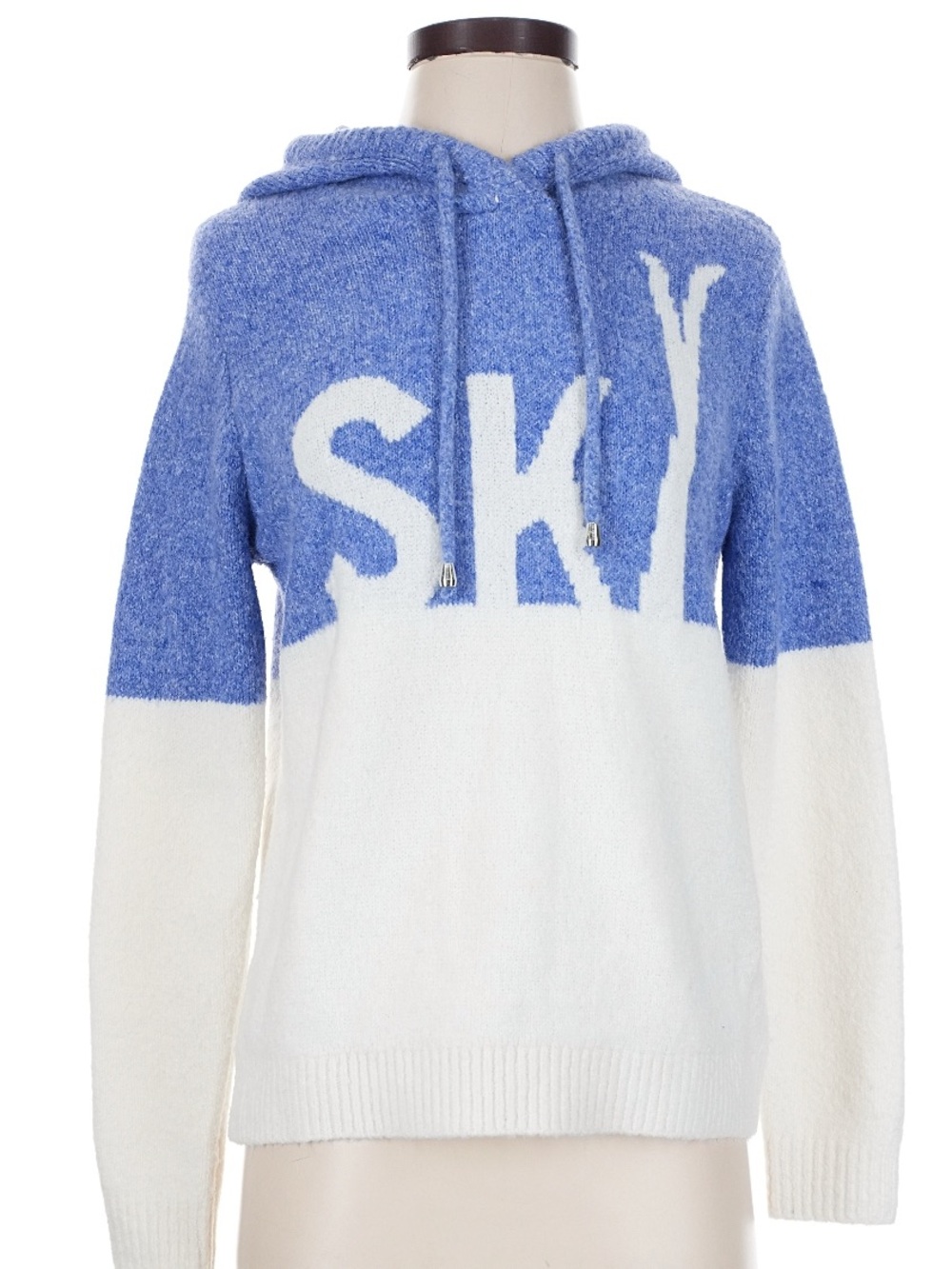 cupcakes & cashmere Blue and White 'SKY' Hooded Pullover